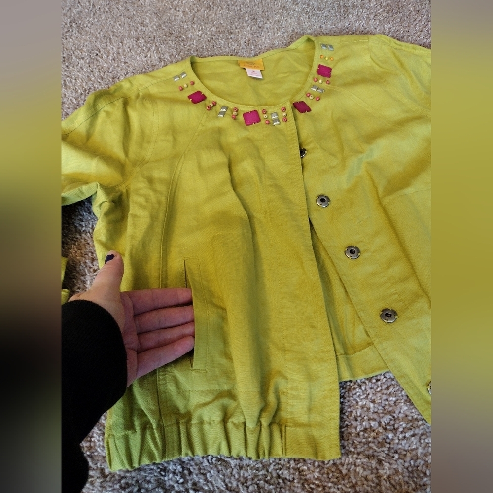 Ruby Rd. Lime Green Jacket Blazer - Picture 8 of 14